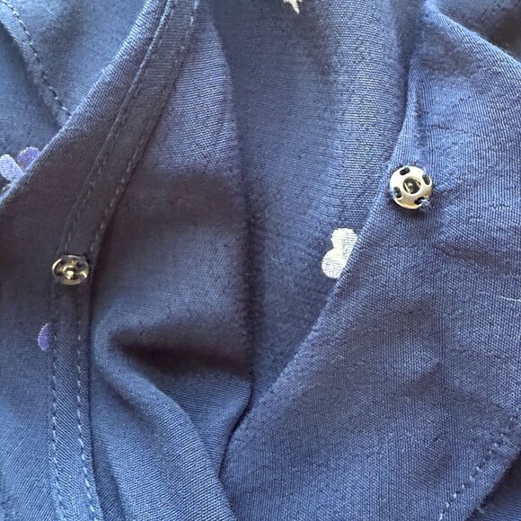 Rails Simone Wrap Blouse Floral Ruffle Medium Navy Kyoto Rayon Adjustable Wrap - Picture 5 of 9